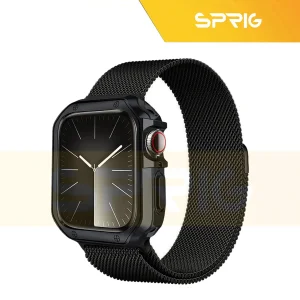 بند اسپریگ مدل Milanese Lux Guard مناسب برای اپل واچ سری 7/8/9 سایز 41 میلی متری به همراه کاور
