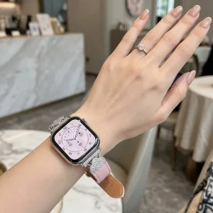 بند اسپریگ مدل Flower Diamond مناسب برای اپل واچ 42/44/45/46/49 میلی متری سری Se/1/2/3/4/5/6/7/8/9/10/Ultra/Ultra2