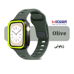 بند میچان مدل Silicone Sport مناسب برای اپل واچ 44/45 میلی متری سری SE/SE2/SE3/4/5/6/7/8/9 به همراه کاور