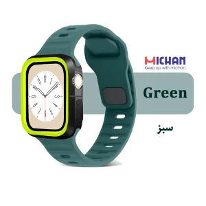 بند میچان مدل Silicone Sport مناسب برای اپل واچ 44/45 میلی متری سری SE/SE2/SE3/4/5/6/7/8/9 به همراه کاور