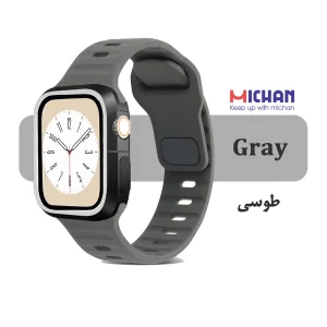بند میچان مدل Silicone Sport مناسب برای اپل واچ 44/45 میلی متری سری SE/SE2/SE3/4/5/6/7/8/9 به همراه کاور