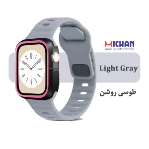 بند میچان مدل Silicone Sport مناسب برای اپل واچ 44/45 میلی متری سری SE/SE2/SE3/4/5/6/7/8/9 به همراه کاور
