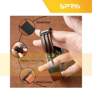 بند اسپریگ مدل Magnetic Leather Silicon مناسب برای اپل واچ 42 / 44 / 45 / 49 میلی متر