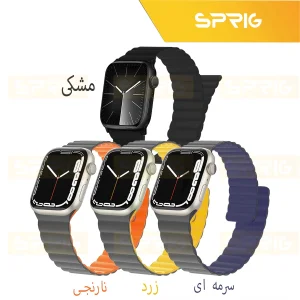بند اسپریگ مدل Silicone Magnetic Link GRY مناسب برای اپل واچ Series 7 Aluminum 45mm / Series 8 Aluminum 45mm / Series 9 Aluminum 45mm