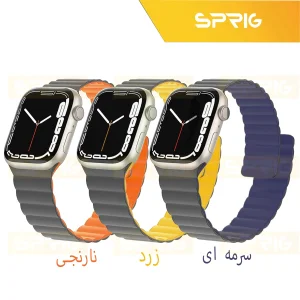 بند اسپریگ مدل Silicone Magnetic Link GRY مناسب برای اپل واچ Series 7 Aluminum 45mm / Series 8 Aluminum 45mm / Series 9 Aluminum 45mm