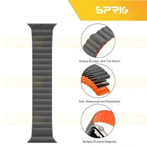 بند اسپریگ مدل Silicone Magnetic Link GRY مناسب برای اپل واچ Series 7 Aluminum 45mm / Series 8 Aluminum 45mm / Series 9 Aluminum 45mm
