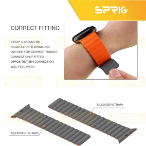 بند اسپریگ مدل Silicone Magnetic Link GRY مناسب برای اپل واچ Series 7 Aluminum 45mm / Series 8 Aluminum 45mm / Series 9 Aluminum 45mm
