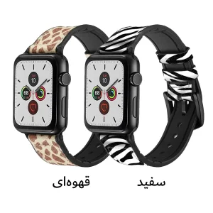 بند آکوآرا مدل Zebra Leather مناسب برای اپل واچ 38/40/41 میلیمتری سری SE/1/2/3/4/5/6/7/8/9