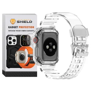 بند آلتیمیت شیلد مدل Transparent Shock مناسب برای اپل واچ 46 mm سری 10 به همراه کاور