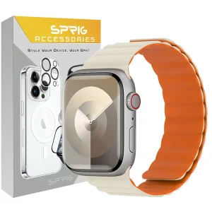 بند اسپریگ مدل Silicone Magnetic Link مناسب برای اپل واچ Series 7 Aluminum 45mm / Series 8 Aluminum 45mm / Series 9 Aluminum 45mm