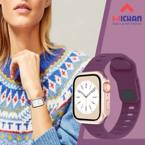 بند میچان مدل Silicone Sport مناسب برای اپل واچ 44/45 میلی متری سری SE/SE2/SE3/4/5/6/7/8/9 به همراه کاور