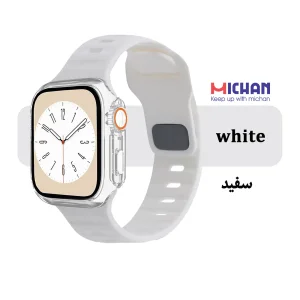 بند میچان مدل Silicone Sport مناسب برای اپل واچ 44/45 میلی متری سری SE/SE2/SE3/4/5/6/7/8/9 به همراه کاور