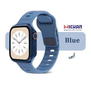 بند میچان مدل Silicone Sport مناسب برای اپل واچ 44/45 میلی متری سری SE/SE2/SE3/4/5/6/7/8/9 به همراه کاور