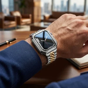 بند اسپریگ مدل 5Bead SL-DualC Lux مناسب برای اپل واچ 41 میلی متری سری 7/8/9 به همراه کاور