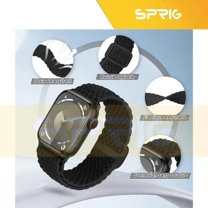 بند اسپریگ مدل Braided Loop Band مناسب برای اپل واچ سری Se/1/2/3/4/5/6/7/8/9/Ultra/Ultra2 سایز 42/44/45 میلی متری