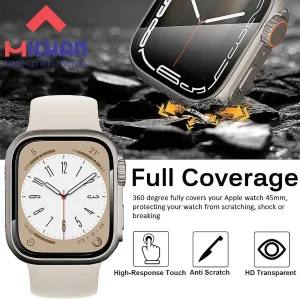 کاور میچان مدل tempered glass مناسب برای اپل واچ سری 9/Se/7/8 سایز 41 میلی متری