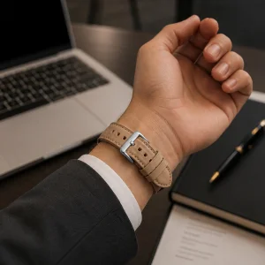 بند آلتیمیت شیلد مدل GRY Leather مناسب برای اپل واچ 44/45/46/49 میلی متری سری SE1/SE2/SE3/4/5/6/7/8/9/10/11/Ultra/Ultra2/Ultra3