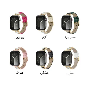 بند آکوآرا مدل Van Cleef Leather GL مناسب برای اپل واچ 44/45/46/49 میلیمتری سری SE1/SE2/SE3/4/5/6/7/8/9/10/11/Ultra/Ultra2/Ultra3