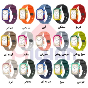بند میچان مدل Silicone Sport مناسب برای اپل واچ 40/41 میلی متری سری SE/SE2/SE3/4/5/6/7/8/9 به همراه کاور