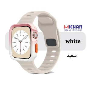 بند میچان مدل Silicone Sport مناسب برای اپل واچ 40/41 میلی متری سری SE/SE2/SE3/4/5/6/7/8/9 به همراه کاور