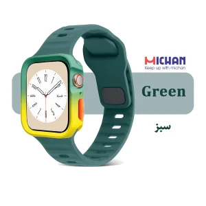 بند میچان مدل Silicone Sport مناسب برای اپل واچ 40/41 میلی متری سری SE/SE2/SE3/4/5/6/7/8/9 به همراه کاور