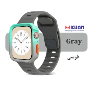 بند میچان مدل Silicone Sport مناسب برای اپل واچ 40/41 میلی متری سری SE/SE2/SE3/4/5/6/7/8/9 به همراه کاور