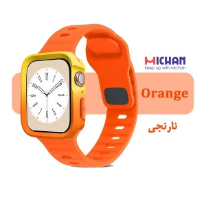 بند میچان مدل Silicone Sport مناسب برای اپل واچ 40/41 میلی متری سری SE/SE2/SE3/4/5/6/7/8/9 به همراه کاور