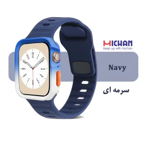 بند میچان مدل Silicone Sport مناسب برای اپل واچ 40/41 میلی متری سری SE/SE2/SE3/4/5/6/7/8/9 به همراه کاور