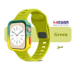 بند میچان مدل Silicone Sport مناسب برای اپل واچ 40/41 میلی متری سری SE/SE2/SE3/4/5/6/7/8/9 به همراه کاور