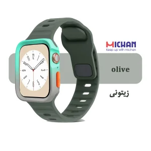 بند میچان مدل Silicone Sport مناسب برای اپل واچ 40/41 میلی متری سری SE/SE2/SE3/4/5/6/7/8/9 به همراه کاور