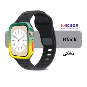بند میچان مدل Silicone Sport مناسب برای اپل واچ 40/41 میلی متری سری SE/SE2/SE3/4/5/6/7/8/9 به همراه کاور