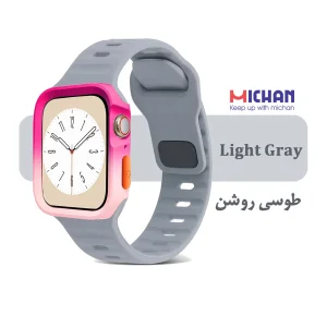 بند میچان مدل Silicone Sport مناسب برای اپل واچ 40/41 میلی متری سری SE/SE2/SE3/4/5/6/7/8/9 به همراه کاور