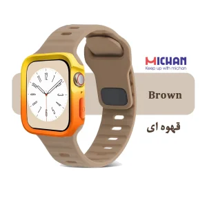 بند میچان مدل Silicone Sport مناسب برای اپل واچ 40/41 میلی متری سری SE/SE2/SE3/4/5/6/7/8/9 به همراه کاور