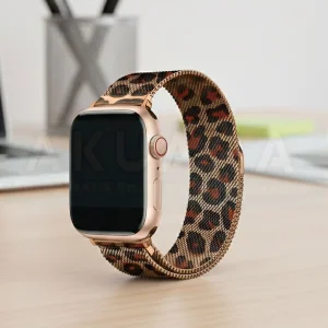 بند آکوآرا مدل Milanese Leopard مناسب برای اپل واچ 44/45/46/49 میلیمتری سری SE1/SE2/SE3/4/5/6/7/8/9/10/11/Ultra/Ultra2/Ultra3