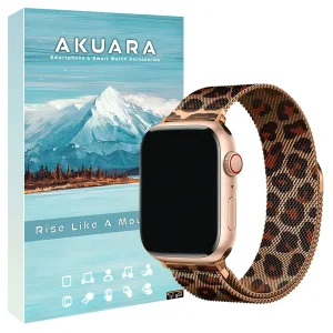 بند آکوآرا مدل Milanese Leopard مناسب برای اپل واچ 44/45/46/49 میلیمتری سری SE1/SE2/SE3/4/5/6/7/8/9/10/11/Ultra/Ultra2/Ultra3