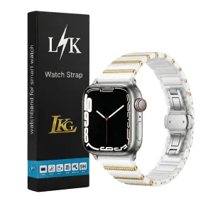بند ال کا جی مدل CeramicMt-LK مناسب برای اپل واچ سایز 42 / 44 / 45 / 46 / 49 میلی متری سری SE/ 1/2/3/4/5/6/7/8/9/10/11/Ultra