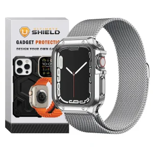 بند آلتیمیت شیلد مدل Milanese LX مناسب برای اپل واچ Series SE 2022 Aluminum Case 44mm / SE 2021 Aluminum Case 44mm / Series 5 44mm / Series 6 44mm / SE 44mm به همراه کاور