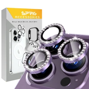 محافظ لنز دوربین اسپریگ مدل Ring Metal Shine مناسب برای گوشی موبایل اپل Iphone 15 Pro/15 Pro Max
