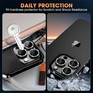 محافظ لنز دوربین فلزی ام‌گلس مدل RNG Diamond MG مناسب برای گوشی موبایل اپل iPhone 15 Pro Max