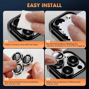 محافظ لنز دوربین فلزی ام‌گلس مدل RNG Diamond MG مناسب برای گوشی موبایل اپل iPhone 15 Pro Max