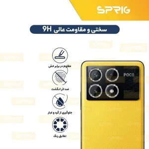 محافظ لنز دوربین رینگی اسپریگ مدل Ring Metal Diamond مناسب برای گوشی موبایل شیائومی Poco X6 Pro