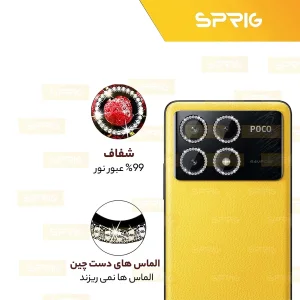 محافظ لنز دوربین رینگی اسپریگ مدل Ring Metal Diamond مناسب برای گوشی موبایل شیائومی Poco X6 Pro