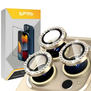 محافظ لنز دوربین اسپریگ مدل Ring metal Diamond مناسب برای گوشی موبایل اپل Iphone 14 Pro / 14 Pro max