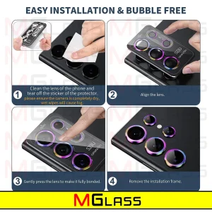 محافظ لنز دوربین ام‌گلس مدل Colorful Ring MG مناسب برای گوشی موبایل سامسونگ Galaxy S23 Ultra