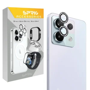 محافظ لنز دوربین رینگی اسپریگ مدل Ring Metal Diamond مناسب برای گوشی موبایل شیائومی Redmi Note 13 Pro 5G