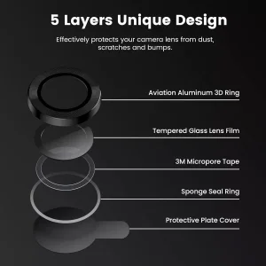 محافظ لنز دوربین ام‌گلس مدل Ring Metal MG مناسب برای گوشی موبایل اپل iPhone 16 / 16 Plus