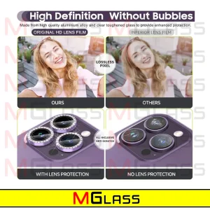 محافظ لنز دوربین ام‌گلس مدل Ring-Diamond مناسب برای گوشی موبایل اپل Iphone 11