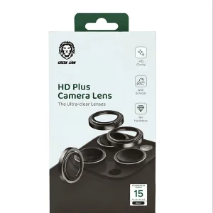 محافظ لنز دوربین فلزی گرین لاین مدل hd plus مناسب برای گوشی موبایل اپل iphone 15 / iphone 15 plus