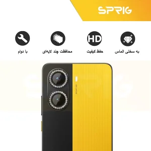 محافظ لنز دوربین اسپریگ مدل Ring Metal Diamond مناسب برای گوشی موبایل شیائومی Poco X7 Pro