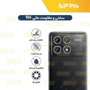 محافظ لنز دوربین رینگی اسپریگ مدل Ring Metal Diamond مناسب برای گوشی موبایل شیائومی Poco F6 Pro